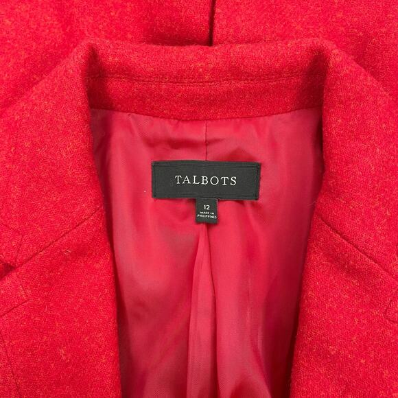 Talbots Wool Blend 2 Button Blazer Jacket Red Holiday Size 12 - Picture 8 of 8